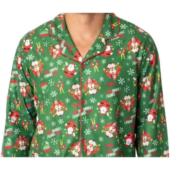 Elf The Movie Mens' Film OMG! Santa! I Know Him! Sleep Pajama Set Green image {1}