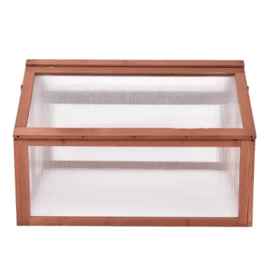 Costway Double Box Garden Wooden Green House Cold Frame Raised Plants Bed Protection image {5}