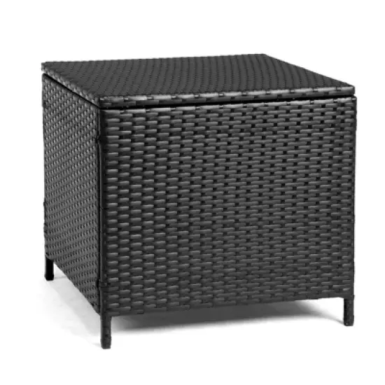 Karl Home Patio Black Square Wicker Side Table image {9}