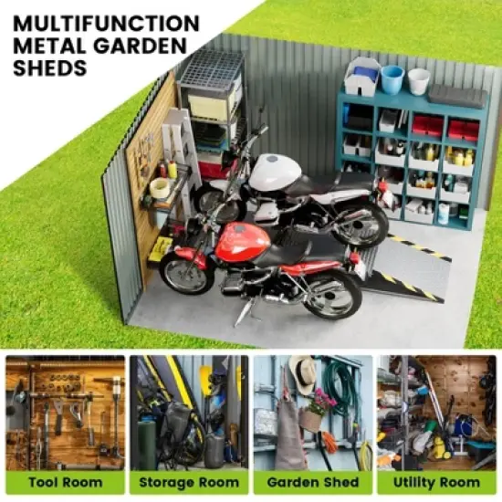 Metal Garden Shed,Outdoor Storage Shed, Outdoor Metal Utility Tool Storage Shed with Door Lock, Waterproof Roofs, for Garden Patio，Brown image {4}