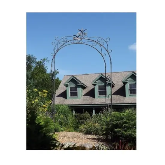 Achla Designs 113" Elegant Handcrafted Tuileries Iron Garden Arbor Graphite Powder Coated Finish image {2}