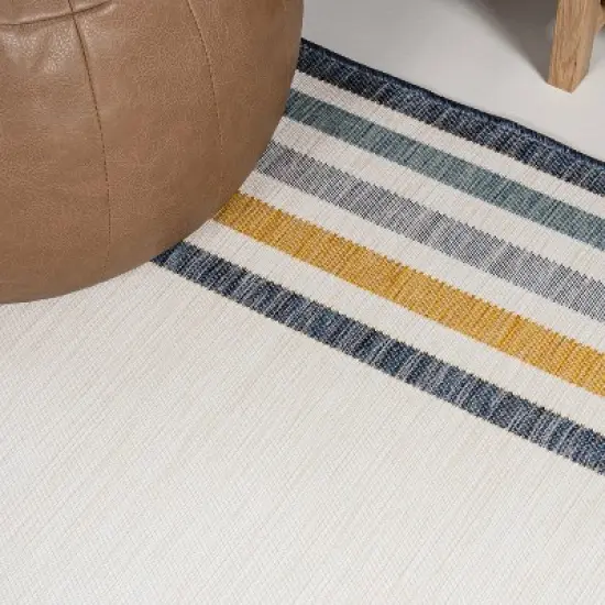 JONATHAN Y Pollux Classic Coastal Mitred Stripe Reversible Machine-Washable Indoor/Outdoor Area Rug image {6}