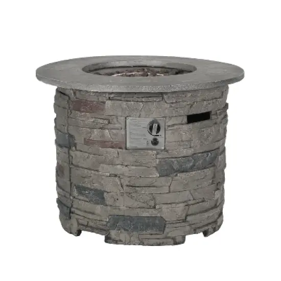 GDFStudio Broadway Outdoor 40,000 BTU Lightweight Concrete Fire Pit Table, Gray/Light Brown image {8}