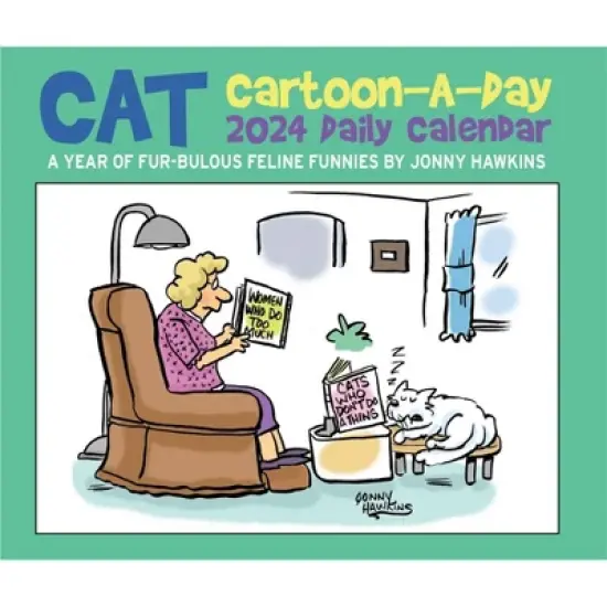 Willow Creek Press 2024 Daily Desk Calendar 5.2"x6.2" Cat Cartoon-A-Day by Jonny Hawkins image {4}