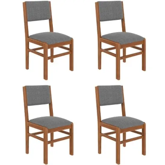 Set of 4 Mid Century Modern Upholstered Dining Chairs with Solid Wood Frame and Fabric Seat for Kitchen Dining Room Living Room&ndash;Maison Boucle image {4}