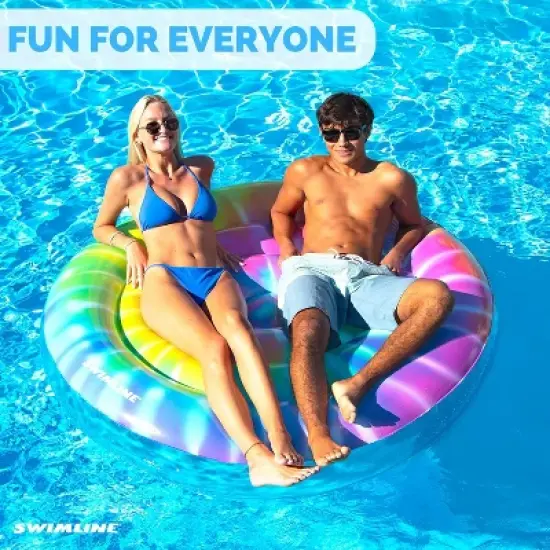 Swimline Inflatable Spiral Tie Dye Floating Island Pool Float - 65" image {4}