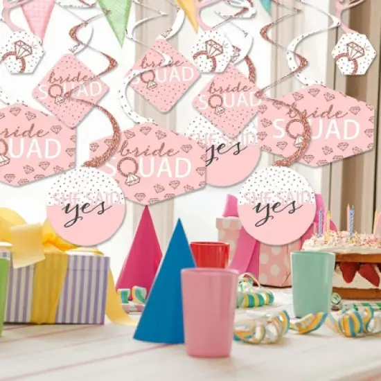Big Dot of Happiness Bride Squad - Rose Gold Bridal Shower or Bachelorette Party Hanging Decor - Party Decoration Swirls - Set of 40 image {1}