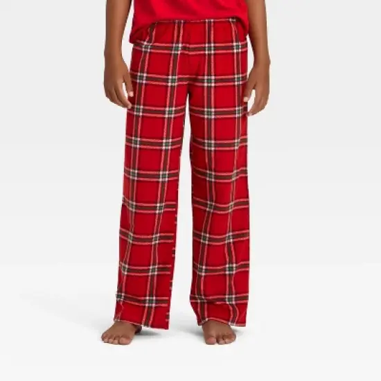 Kids' Plaid Microfleece Holiday Matching Family Pajama Pants - Wondershop&trade; Red image {1}