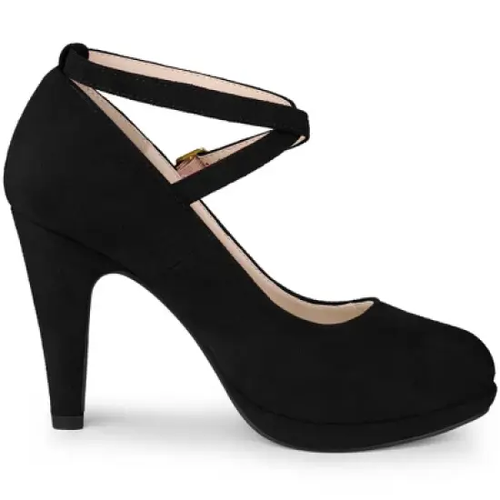 Allegra K Women's Platform Cross Strap Stiletto Heels Pumps image {5}