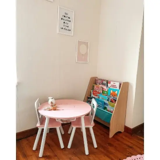 Round Storage Table and Chair Set White/Pink - KidKraft image {9}