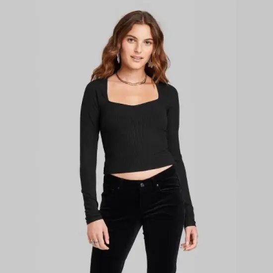 Women's Long Sleeve Sweetheart Neck Seamless Shirt - Wild Fable&trade; image {1}