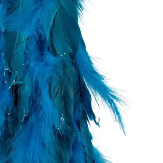 Northlight Two-Tone Layered Glitter Feather Cone Tree Christmas Decoration - 19.5" - Turquoise image {5}