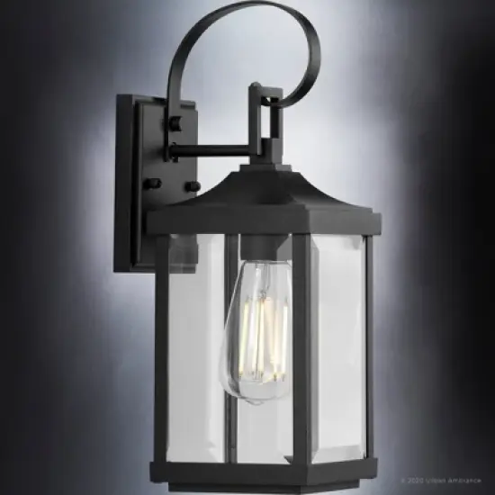 Urban Ambiance Luxury Transitional Outdoor Wall Sconce 15.125''H x 5.5''W,  Midnight Black Finish,  Calderdale Collection, UHP1402 image {3}