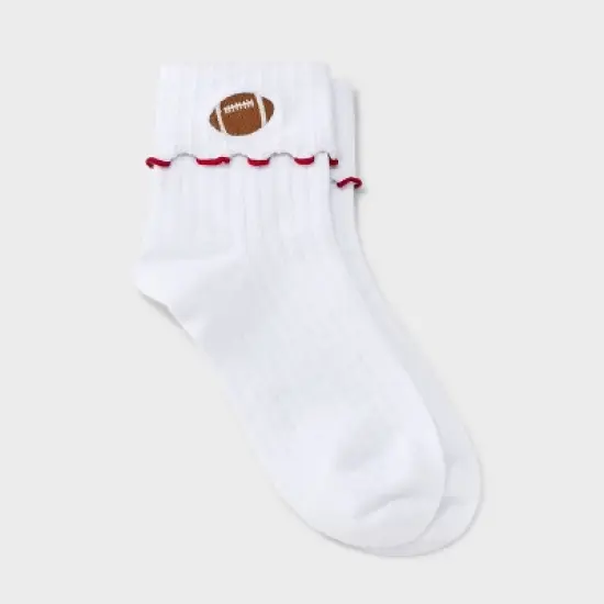 Women's Game Day Embroidered Football Pointelle Bobby Socks with Lettuce Edge Cuff - Wild Fable&trade; image {13}