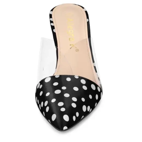 Allegra K Women's Polka Dots Clear Chunky Heels Slides Mules image {2}