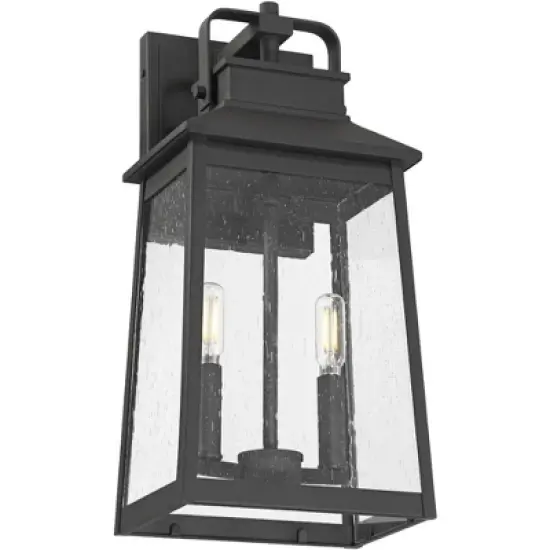 John Timberland Jubliee 17 1/4" High Modern Outdoor Wall Light Fixture Mount Porch House Exterior 2-Light Weatherproof Black Metal Clear Glass Shade image {5}