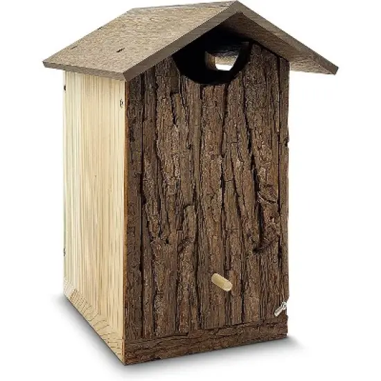 Outer Trails Japanese Cedar Wooden Owl Houses, Composite Weather Tight Roof, Bark Front image {7}