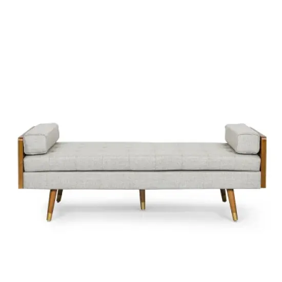 Keairns Mid Century Modern Tufted Double End Chaise Lounge with Bolster Pillows - Christopher Knight Home image {4}