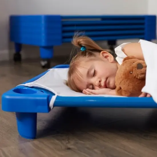 ECR4Kids Stackable Kiddie Cot with Sheet, Ready-to-Assemble, Toddler Size image {6}