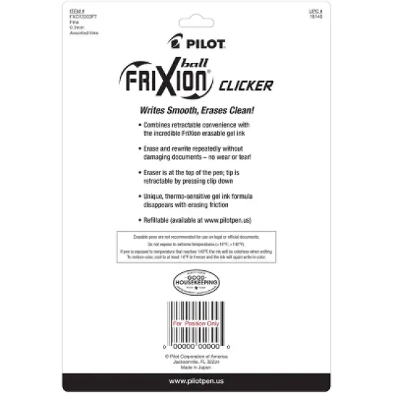 FriXion 12ct Pens Clicker 0.7mm Assorted Colors image {1}