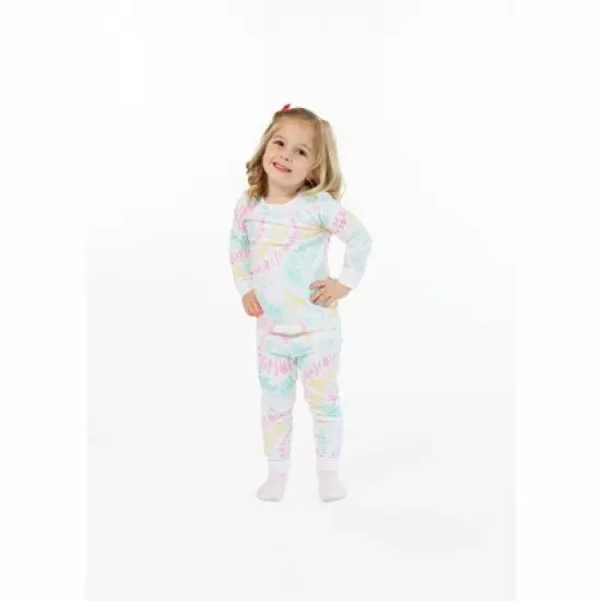 Sleep On It Infant/Toddler Girls Tie-Dye Pastels Snug Fit 2-Piece Pajama Sleep Set With Matching Socks image {1}