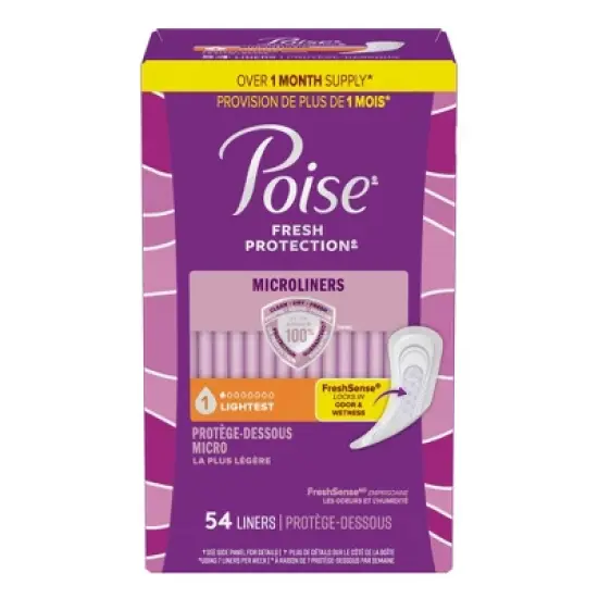 Poise Microliners Incontinence & Postpartum Panty Liners - Lightest Absorbency image {1}