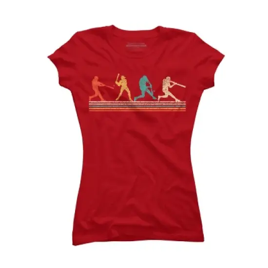 Junior's Design By Humans Vintage Distressed Baseball Swing By LuckyCharm99 T-Shirt image {7}