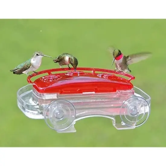 Aspects Red/Clear Jewel Box Window Hummingbird Feeder 3-Port - 8 Oz image {1}