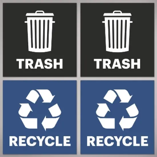 Avery Recycle and Trash Stickers, 4" x 4", Blue and Black, 8 Total image {7}