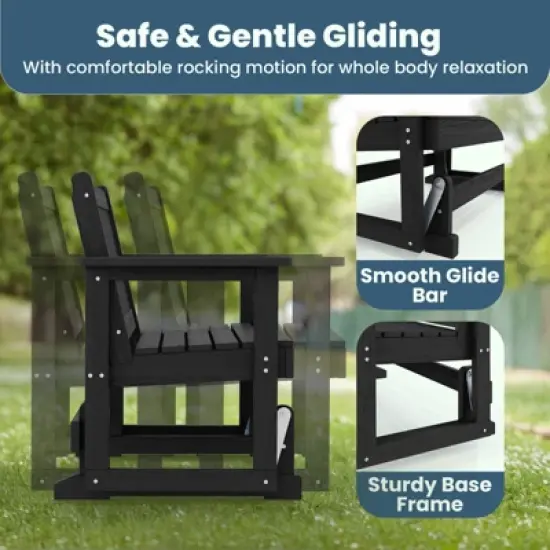 HYLEORY Outdoor Glider Rocking Chair,2 Person Bench Swings for Outside,HDPE All-Weather Resistant 2-Person Loveseat, Patio Glider for Garden Porch image {2}