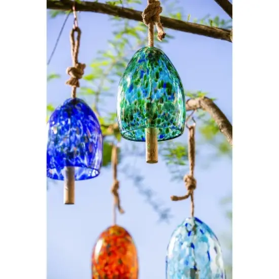 Evergreen Art Glass Speckle Turquoise Bell Chime image {7}