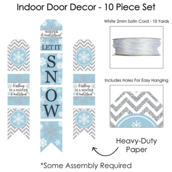 Big Dot of Happiness Winter Wonderland - Hanging Vertical Paper Door Banners - Snowflake Holiday Party & Winter Wedding Wall Kit - Indoor Door Decor image {3}