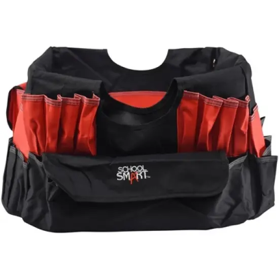 School Smart Caddy Organizer with 43 Pockets, Large, 16 x 14 x 13-1/2 Inches, Black/Red image {3}
