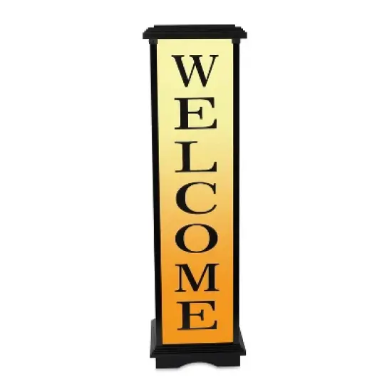 Techko Maid LED Solar 33.3" Welcome Home Large Decorative Outdoor Lantern Off-White/Yellow image {1}