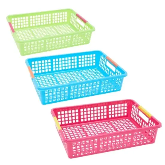 Bright Creations 6 Pack Plastic Turn In Trays Classroom Organizer for Paper, Colorful Storage Baskets for School Supplies, 13.5 x 10 In image {5}