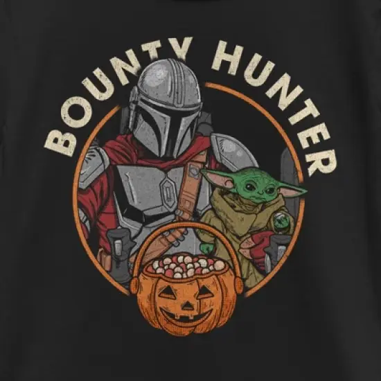 Girl's Star Wars: The Mandalorian Halloween Din Djarin Grogu Bounty Hunter Candy Distressed T-Shirt image {1}