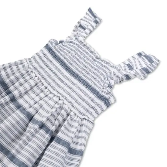 Hope & Henry Girls' Flutter Sleeve Smocked Linen Dress, Toddler image {1}