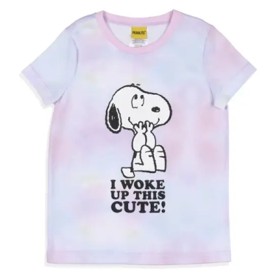 Peanuts Girls' I Woke Up This Cute Snoopy Tie-Dye Sleep Pajama Set Shorts Multicolored image {1}