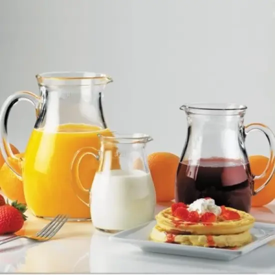 Amici Home Roxy Glass Party Pitcher with Handle & Spout - 17 Oz Clear Drink Jug for Lemonade, Iced Tea, Sangria, Cocktails, or Water - Italian Made image {7}