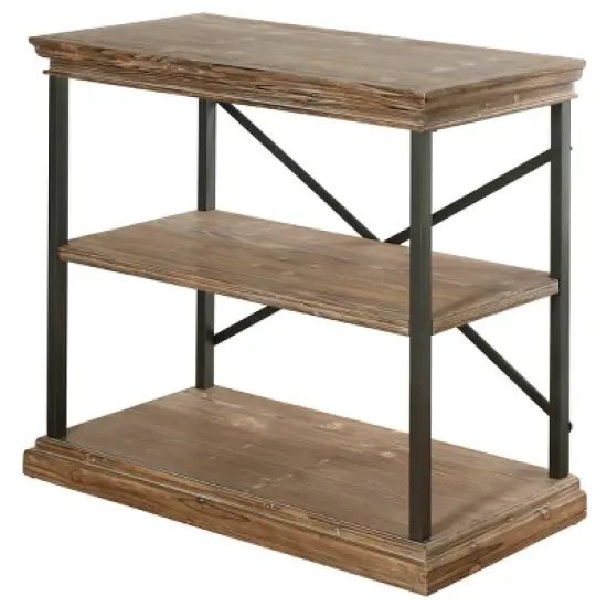 36.25" Archer Ridge Three Tier Bookcase Brown/Black - Stylecraft image {2}