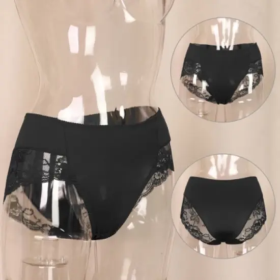 Agnes Orinda Women's Mid-Rise Lace Trim Brief Seamless Underwear image {1}