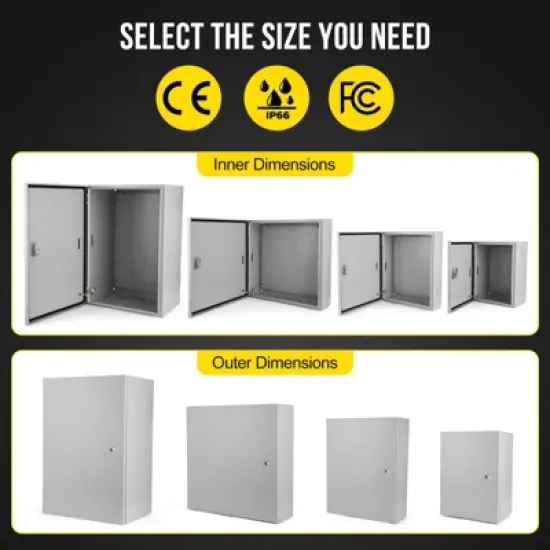 Garvee NEMA Weatherproof Electrical Box, NEMA 4X Enclosure with Lock & Mounting Plate, Steel Junction Box for Indoor/Outdoor image {7}