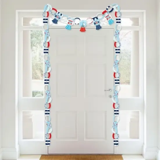 Big Dot of Happiness Ahoy It's a Boy - 90 Chain Links and 30 Paper Tassels Decoration Kit - Nautical Baby Shower Paper Chains Garland - 21 feet image {2}