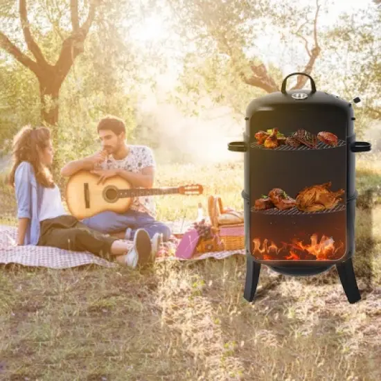 Dexmalle Outdoor double-layer grill,charcoal wood fired braising and smoking stove image {2}