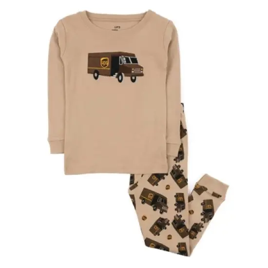 Leveret Kids Two Piece Cotton UPS Truck Pajamas image {5}