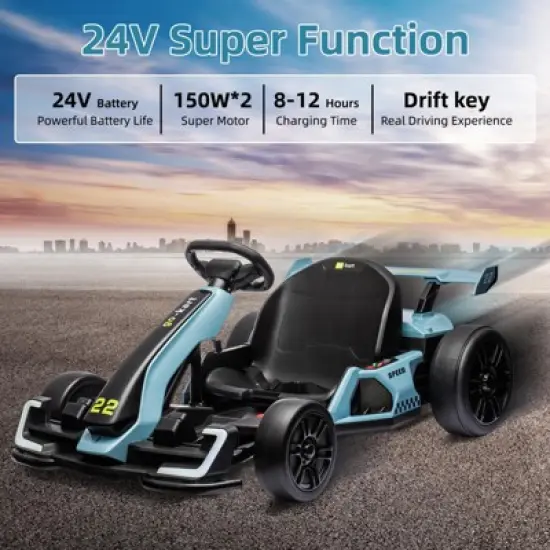 24V Electric Go Kart for Kids，Powerful Drift Kart with Adjustable Seat image {2}