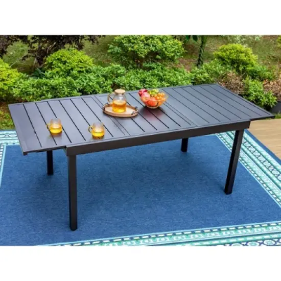 7pc Metal Patio Dining Set with Rectangular Expandable Table & 6 Chairs - Captiva Designs: Outdoor Seating for Six image {1}