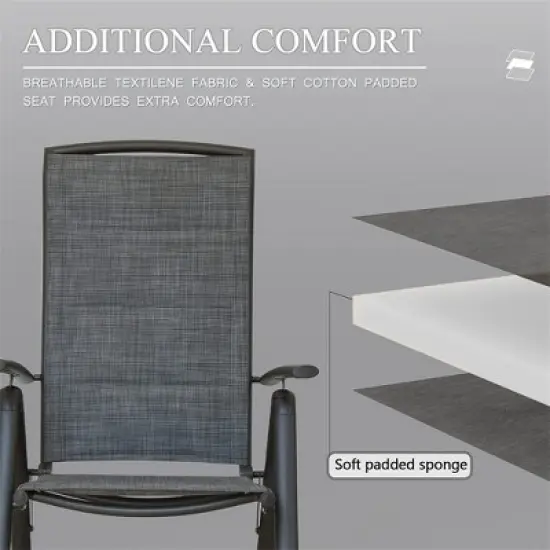 Gulches Folding Patio Chairs Set of 2, Aluminium Lawn Chairs, Adjustable Backres (Double-Layered Textilene Fabric, 2 Chairs) image {2}