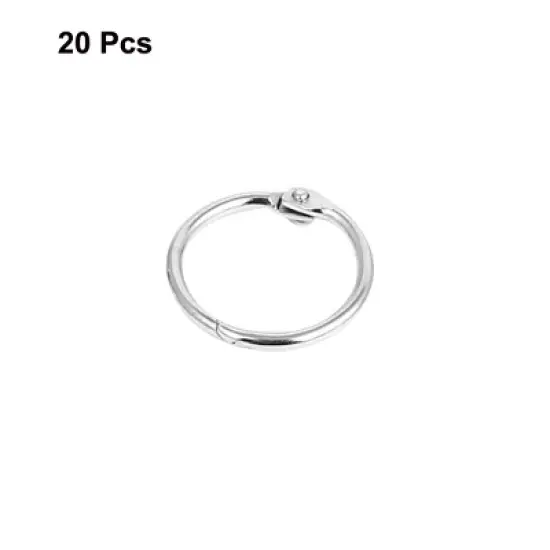 Unique Bargains Metal Book Calendar Loose Leaf Binder Ring Silver Tone 0.8" Inner Dia 20 Pcs image {1}