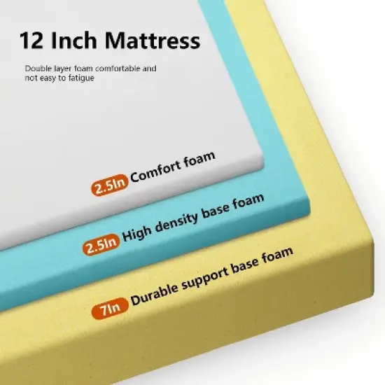 FDW Mattress 12 Inch Gel Memory Foam Mattress with Breathable & Washable Soft Fabric Zippered Cover,CertiPUR-US Certified,White image {1}